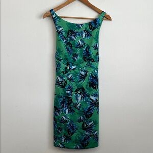 Banana Republic‎ Green and Blue Floral Midi Dress Size 4